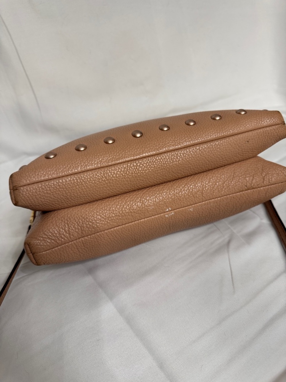 Coach Lyla rivet Tan Pebbled Leather Studded Crossbody - Picture 10 of 10